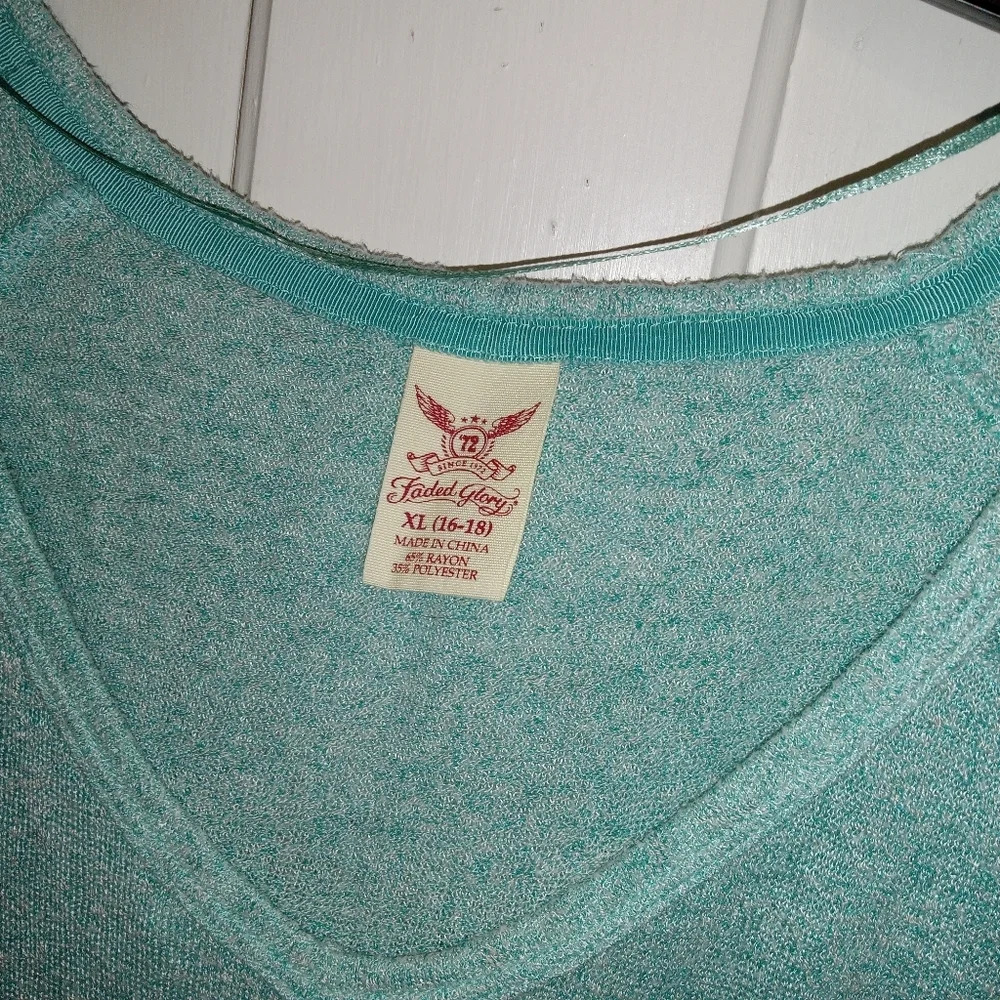 5 for $10 Faded Glory Teal 3/4 Sleeve Lightweight Knit Top size XL - Picture 3 of 6